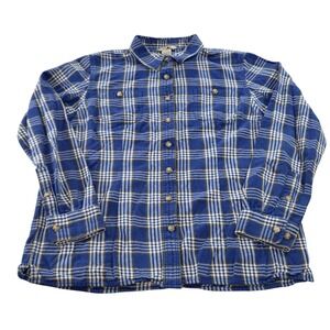 Duluth Trading Co. Flannel Shirt Women's Medium Blue Plaid Long‎ Sleeve Cotton